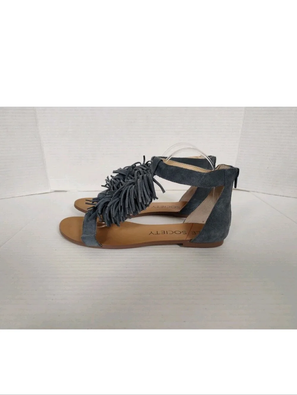 Sole Society Suede Sandals Koa Vista Blue 9.5 Thong Ankle Strap Flats